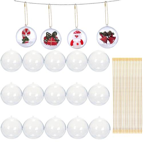 20 30pcs of christmas decorations transparent diy balls golden wire hanging ropes fillable balls christmas tree decorations suitable for christmas wedding and holiday decoration