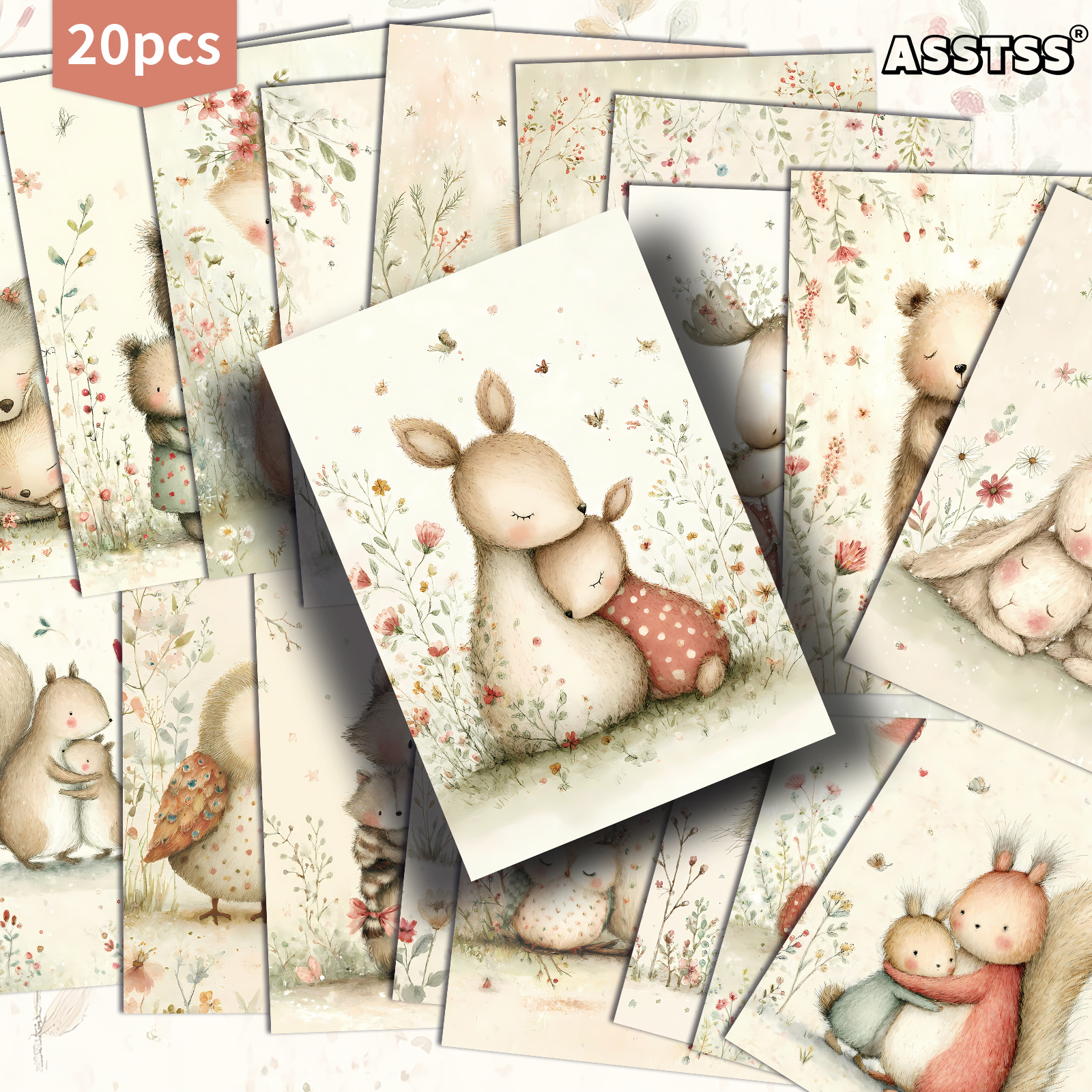 TEMU 20 Confezioni ASSTSS Cartoline Regalo Animali e Figlio - 4x6 Pollici Carta per Junk Journal, Illustrazioni Pinup , Carte Decorative da per