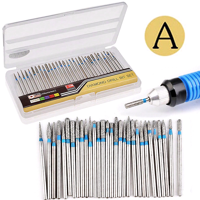 Image of 30pcs High Quality Drill Bits Kit, For Electric Nail Drill, Professional Acrylic Nail Tools For Manicure And Pedicure, Dead Skin And Cuticle Removal