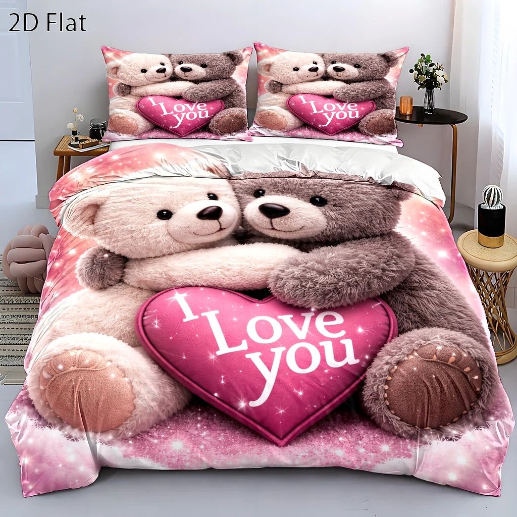 TEMU Couple Style Duvet Cover Set, Bedding 3pcs Set (1*duvet Cover   2*pillowcases), Suitable For , Machine Washable, Invisible Zipper Double Bed