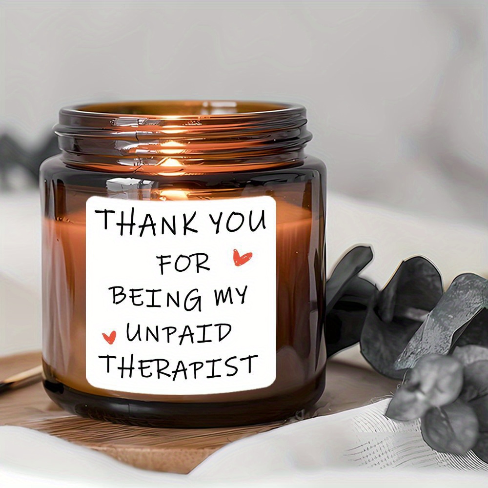 Best Friend Appreciation Candle Stickers - Waterproof & Sun-resistant, 2x2" Funny 'thank You For Being My Unpaid Therapist' Labels, Perfect Gift For Women, Ideal For Birthdays & Christmas