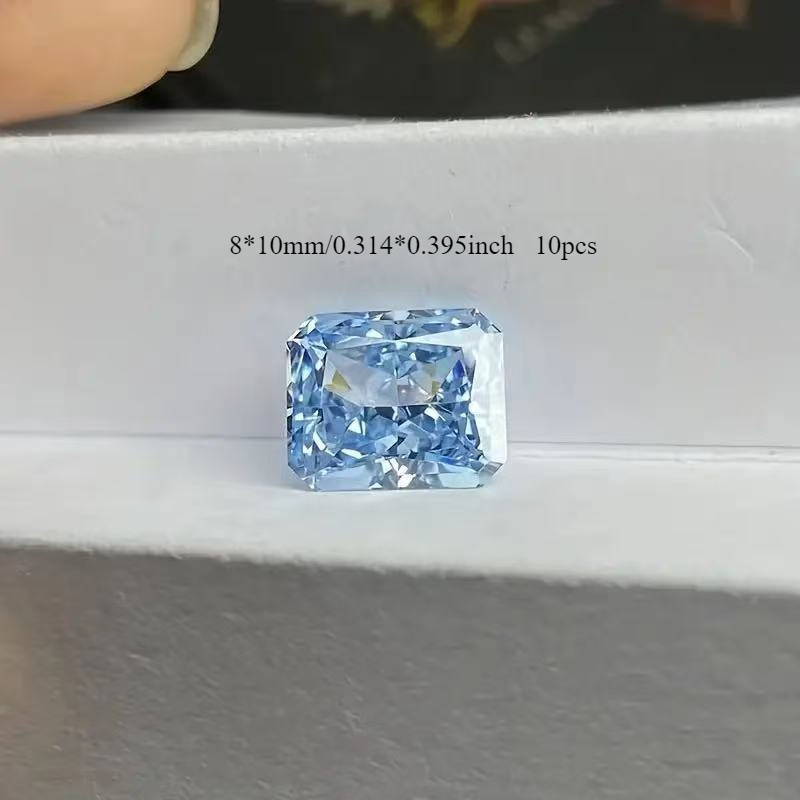 TEMU Juego Premium de 10 Piezas de Cristales Rectangulares Azul Hielo, 8x10mm, para Materiales de Incrustación en Joyería DIY