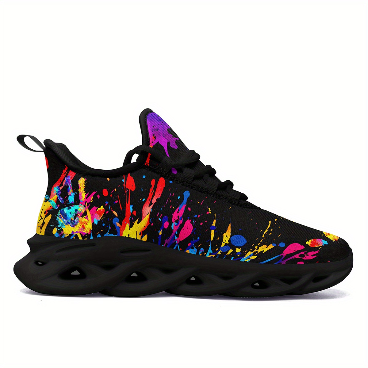 Men's Fashion Casual Sneakers, Colorful Splatter Design, Ultra-Light Twist Sole Comfortable Trainers, Trendy Shoes for Running Travel Streetwear and Everyday Style