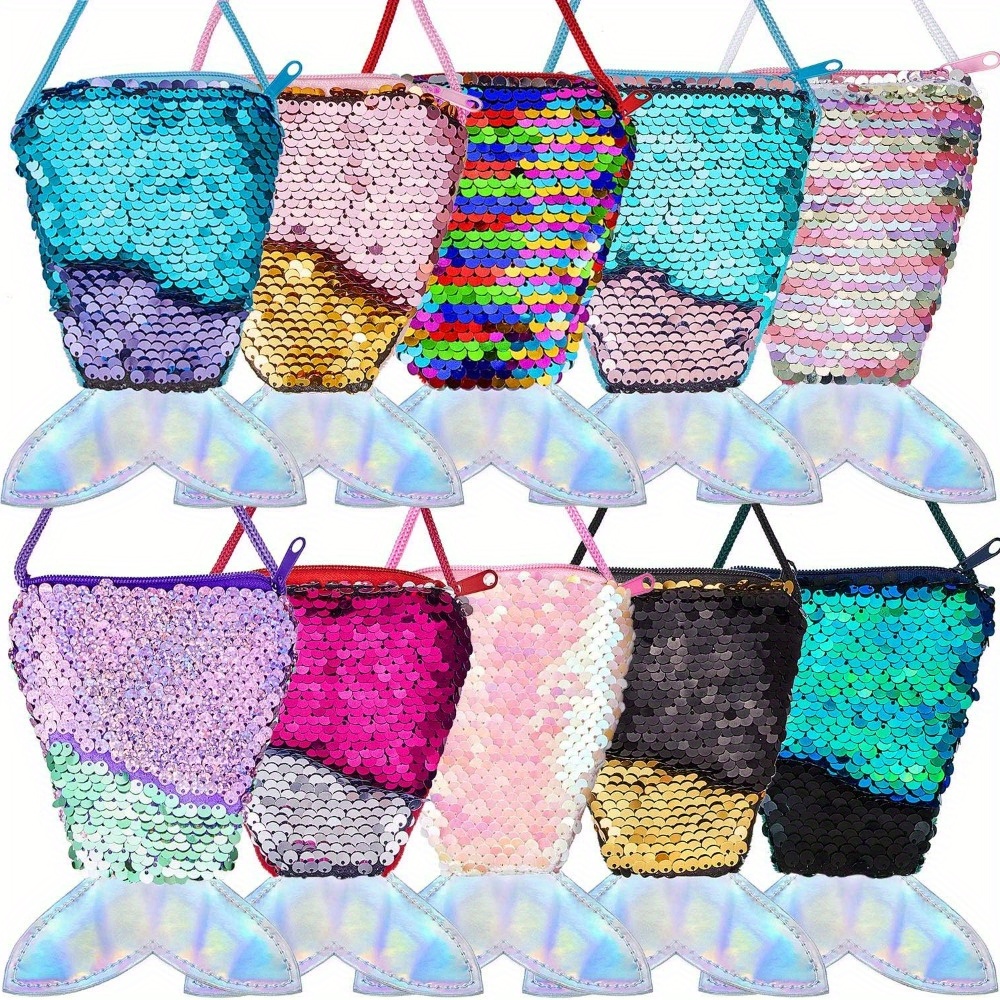 

10 Pieces Sequin Crossbody Bags Mermaid Tail Coin Purse For Little Girls Mermaid Party Birthday Gifts, Cheap Stuff, Christmas Crafts, Pink Christmas, Christmas Party Favors