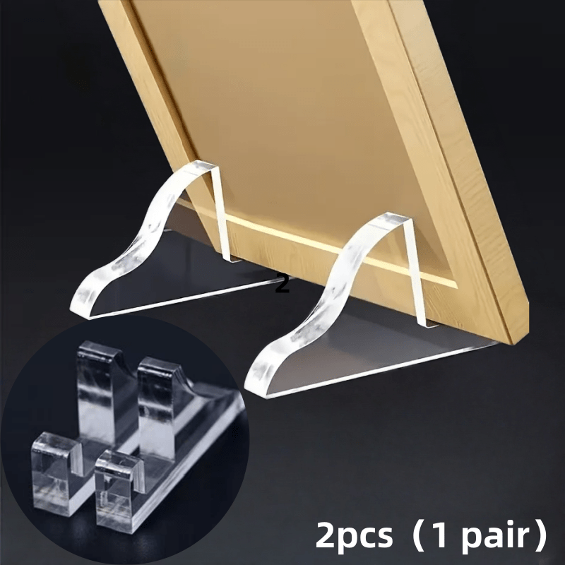 TEMU 2pcs (1 Paire) Support de Cadre Photo Antidérapant Stable, Base de Présentation de Bureau, Support de Cadre Photo à Angle Réglable, Support de