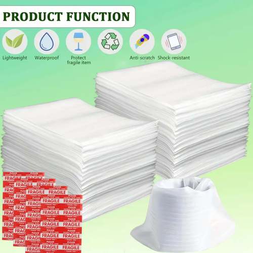 100pcs 11 8 7 87 inch shockproof foam packaging bag 60pcs of fragile sticker labels a for moving very suitable for protecting tableware glasses porcelain and fragile items