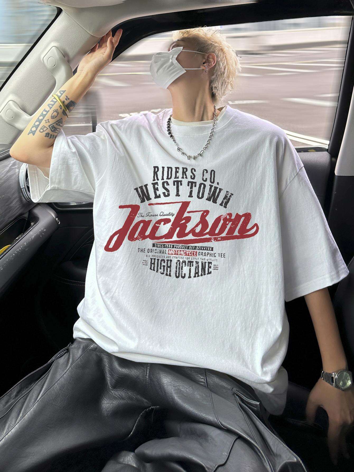 Men&*;S Oversized Streetwear T-Shirt Relaxed Fit Short Sleeve Crewneck  with &*;* CO WEST VICE&*; Graphic Print, Lightweight Summer Casual Top