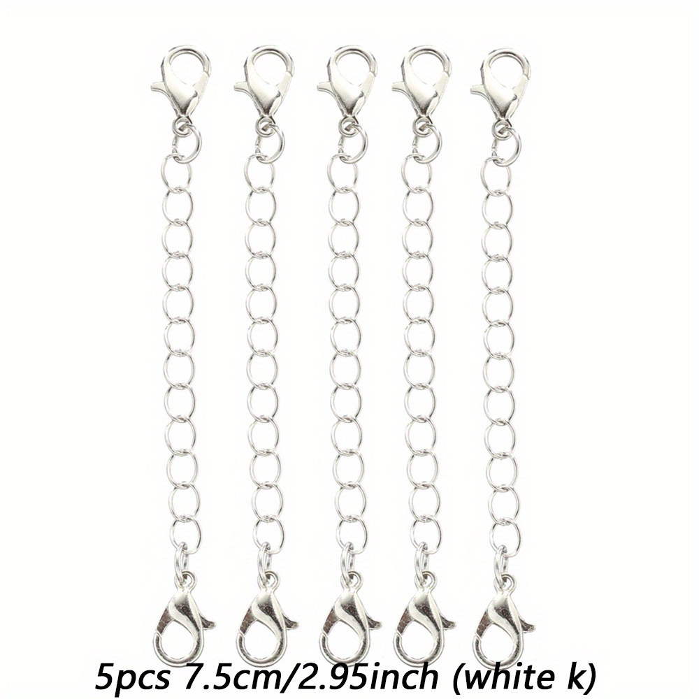 Image of 5pcs 5/7.5/10/13/15cm Metal Extend Chain With Lobster Clasp Connector For Necklace Bracelet Extender Making Findings