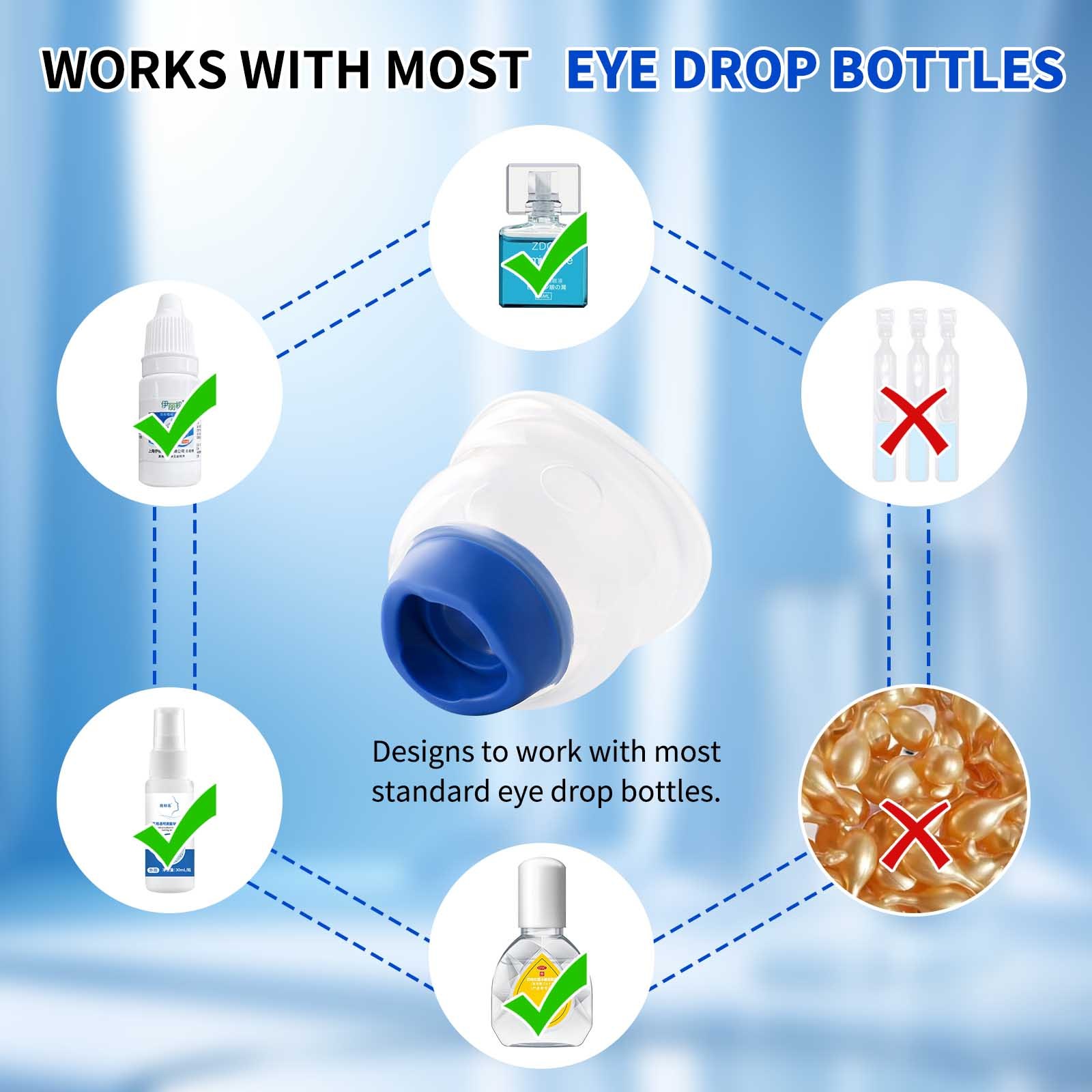 Eye Drop Adapter, Reusable Dispenser with Ergonomic Grip