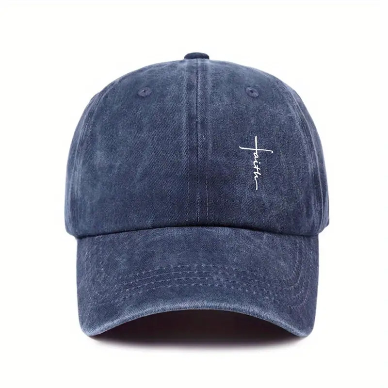 Cross Embroidery Washed Baseball Cap Outdoor Cap Premium Breathable Cap for Men And Women Adjustable