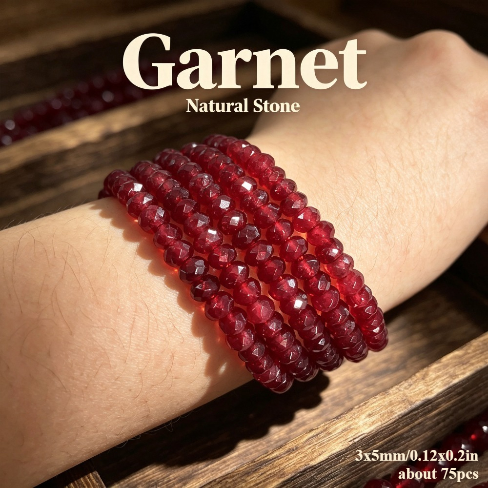 TEMU AA Naturelle Facettée Rouge Rondelle Plate Perles d'Espacement Libres pour la Création de Bijoux Magnifiques Bracelets Boucles d'Oreilles Ajouts