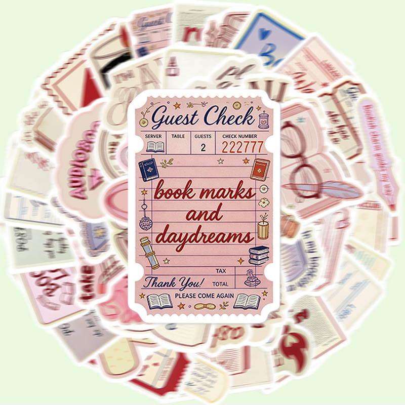 50pcs bookish reading themed sticker set for book lovers and enthusiasts suitable for helmets bicycles skateboards roller skating and cycling stickers and decals