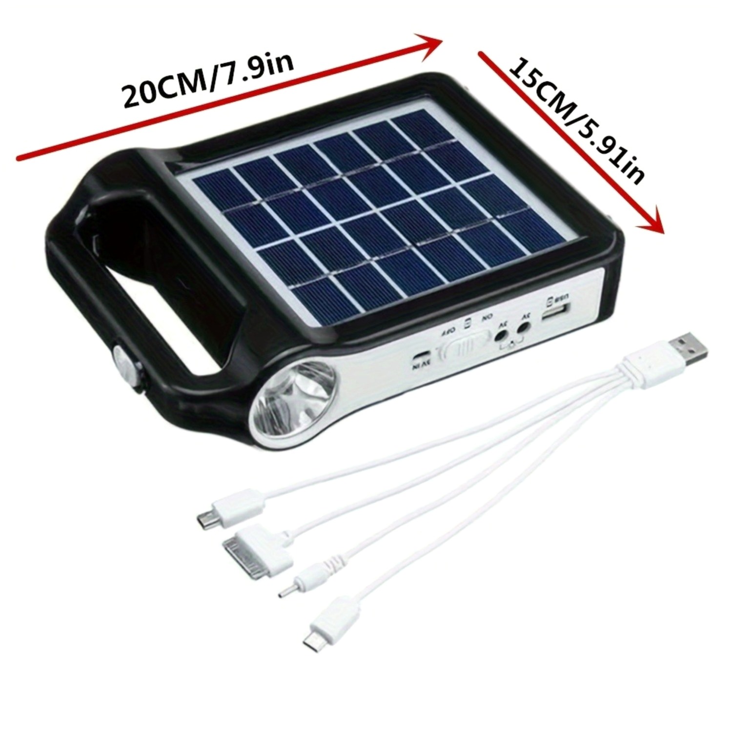 TEMU Kit d' solaire portable avec chargeur USB rechargeable et lampe