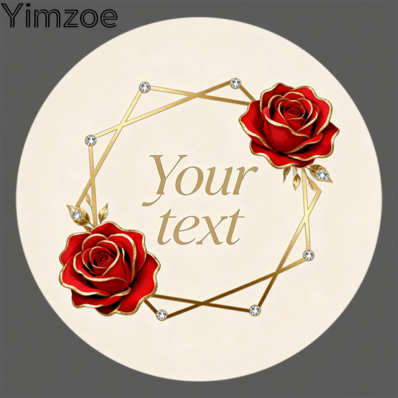 TEMU Autocollants ronds personnalisables Yimzoe pour emballage - Étiquettes multi-tailles avec et bordure dorée, décalcomanies de luxe léger pour