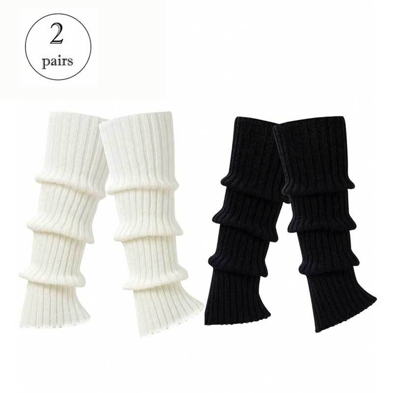 TEMU Women's Calf Sleeves - , Soft Stretchy Leggings With Ribbed Cuff, Black And White Solid Color, Machine Washable, Winter Leggings | Minimalist
