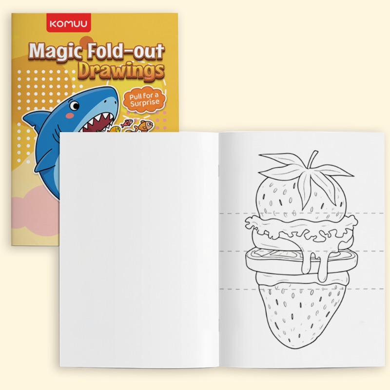 Shark Cover Foldable Creative Drawing Book, Fun Line Art Storybook