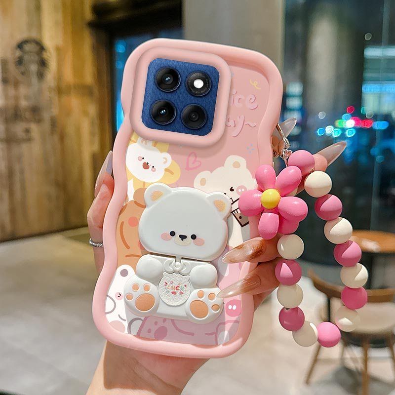 TEMU Phone Case - G15 Phone Case Little Animals With Cat Stand And Lanyard Pattern Comfortable Feel Case Suitable For Moto G15 With Waves Features