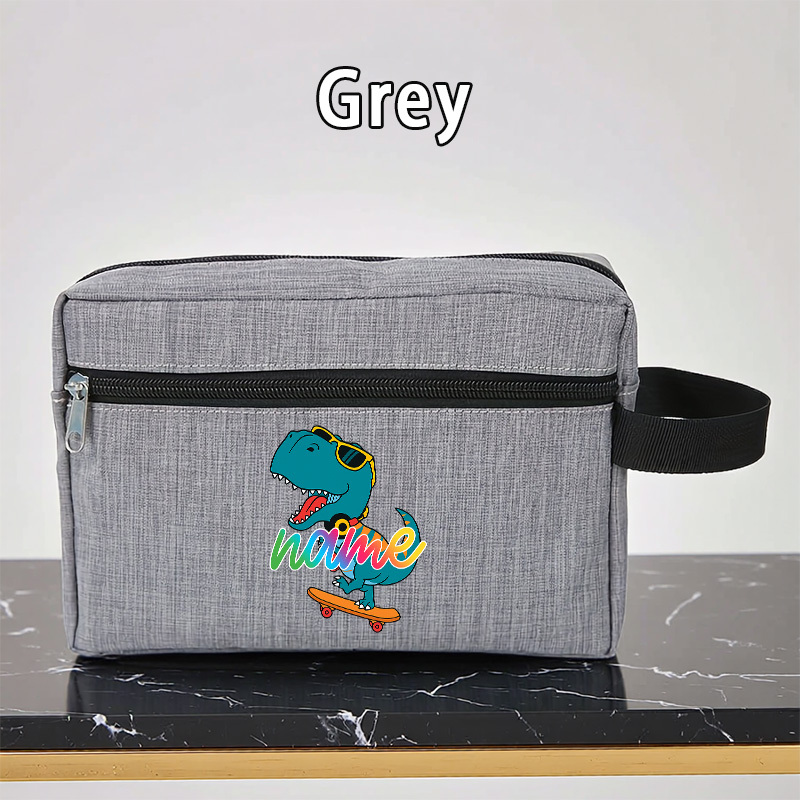 TEMU Men's Personalized Dinosaur-themed Makeup/toiletry Bag - Large Foldable & Lightweight Cosmetic Pouch With Top Handle & Zipper Closure, Prints,