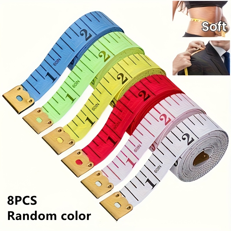 TEMU 8pcs Set Random Colors 60 Inches/150 Cm Tape Measure Ruler Meter Ruler For Measuring Clothes Tailor Soft Ruler Measuring Bust Waist