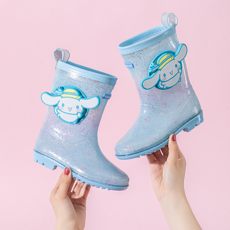 Botas de lluvia para mujeres y jóvenes, con diseños de for y niña  de PVC y cómoda, zapatos de agua divertidos y ju