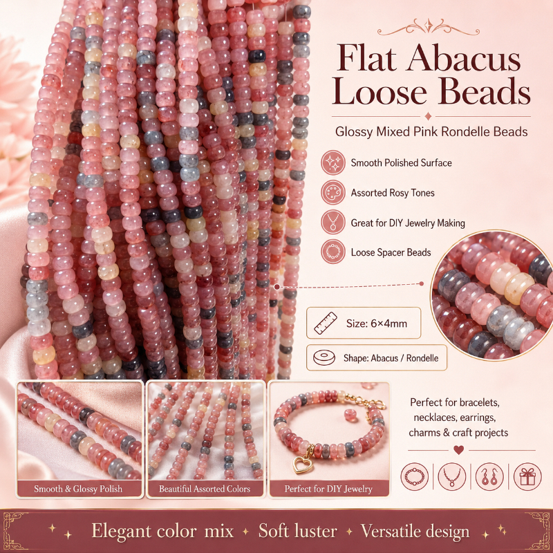 TEMU 62pcs 4 X 6mm Multicolor Flat Abacus Beads, Decoration Supplies, Suitable For