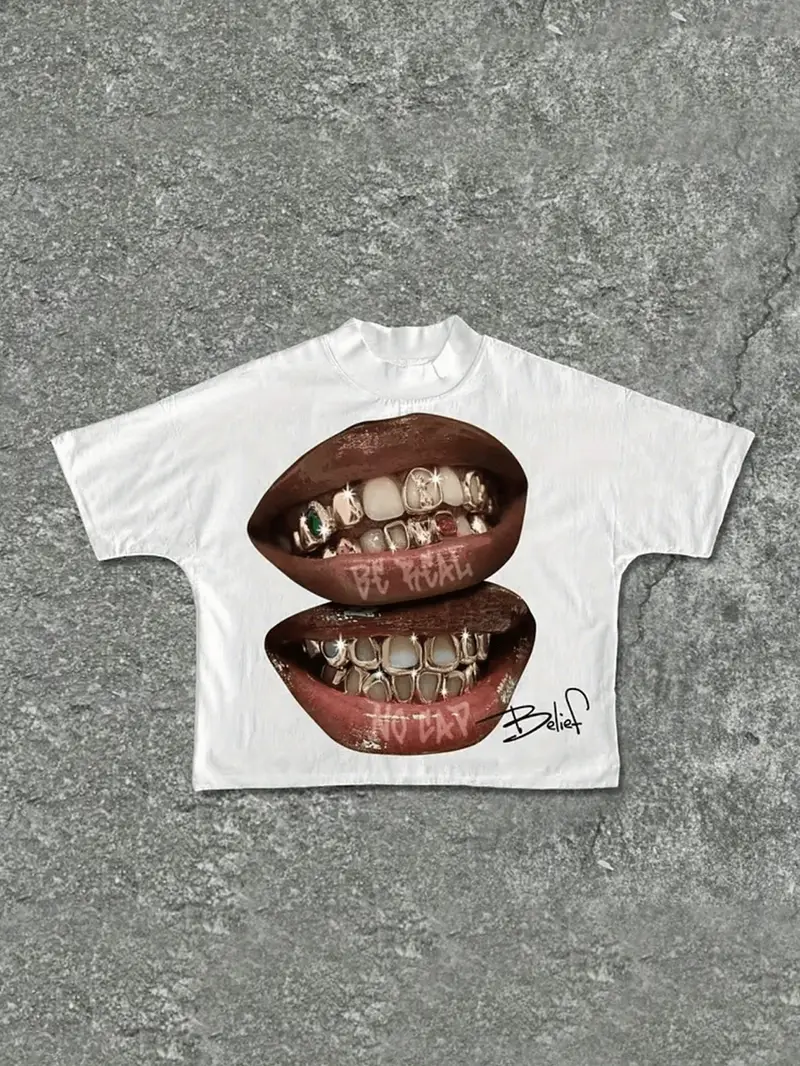 Vintage Y2K Graphic Tee For Men & Women - 220g Cotton Rose Print Loose Fit T-Shirt