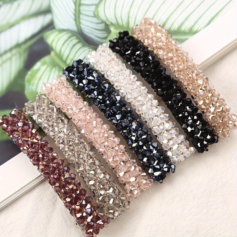 TEMU 7pcs Vintage French Style Hair Clips For Women - Sparkling Glitter Floral Hair Barrettes, Alloy Hair Accessories With Glitter & Matte For Weddings, Parties, Everyday Use, Cute Hair Clips