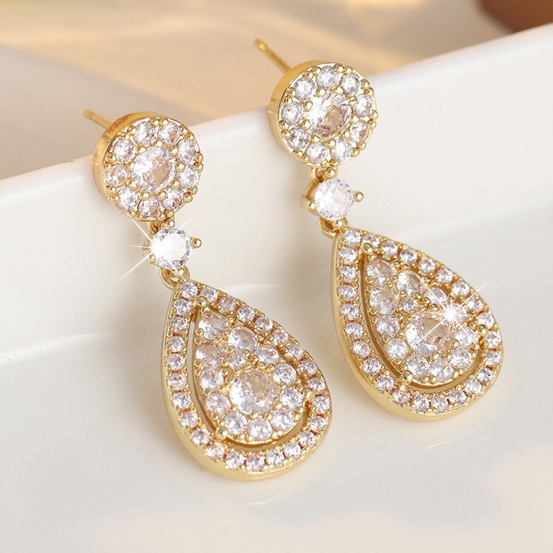 Plated Teardrop Synthetic Zirconia Earrings, Year-Round Wear