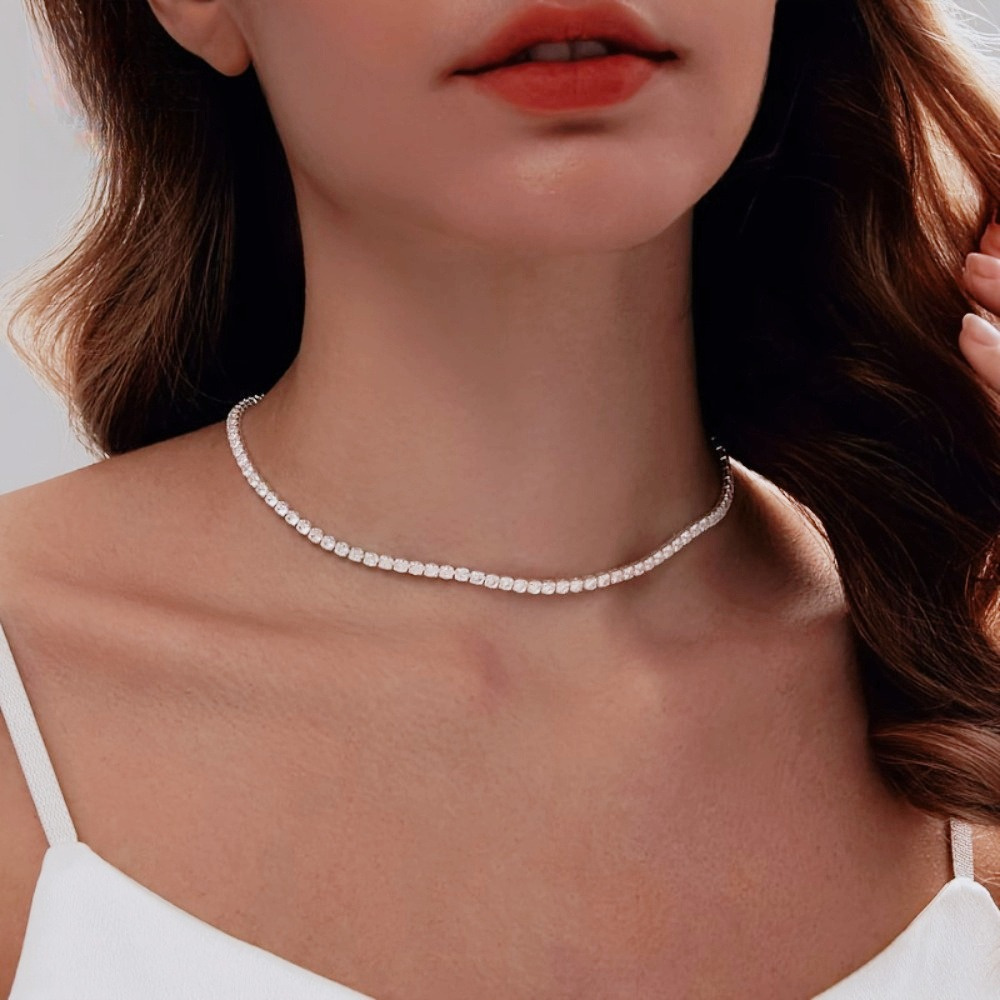 925 sterling silver moissanite jewelry set womens luxury tennis necklace bracelet earrings three piece set mothers day valentines day gift high end birthday jewelry hypoallergenic nickel free european and american   Product details 3