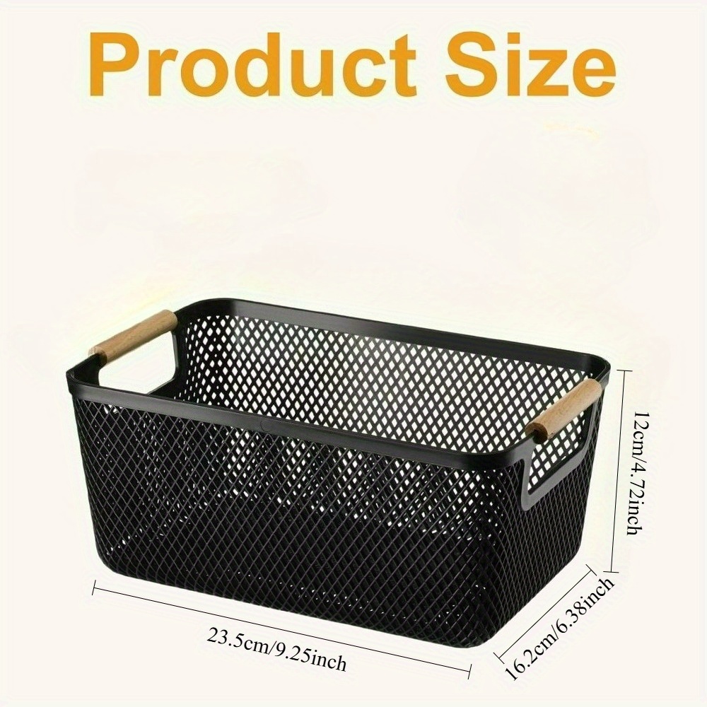 4pcs Plastic Woven Storage Baskets, Stackable and Lightweight