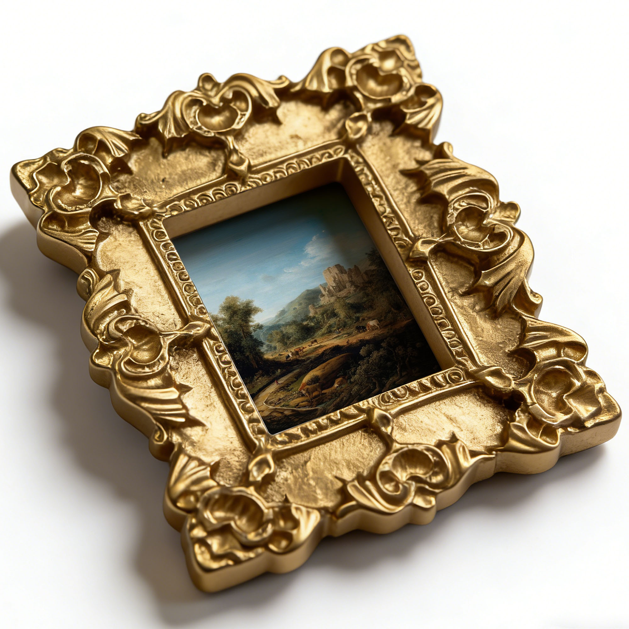 TEMU 1pc Of A Magnetic Fridge Magnet And 1pc Of A Small, Creative Magnetic Sticker Featuring A Scene With Ruins And Cattle. This Artistic Decorative
