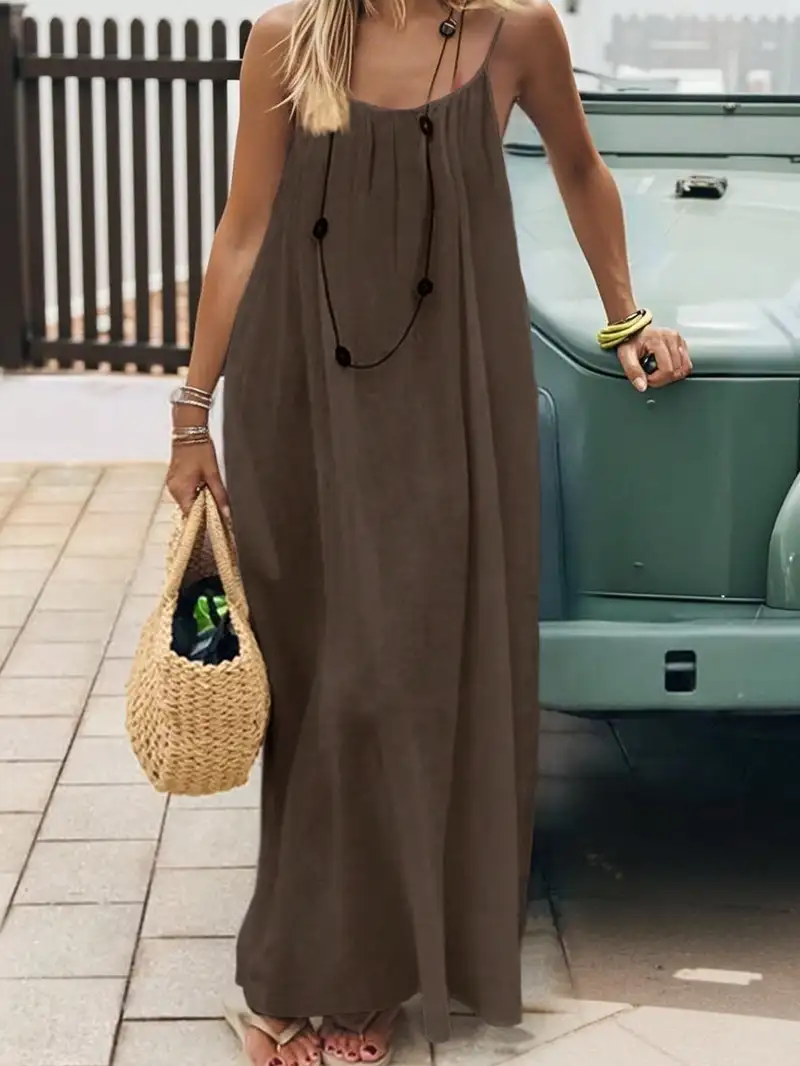 women' color open back tie loose casual maxi slip dress - women's clothing - Temu Oman women' color open back tie loose casual maxi slip dress - women's clothing - Temu Oman