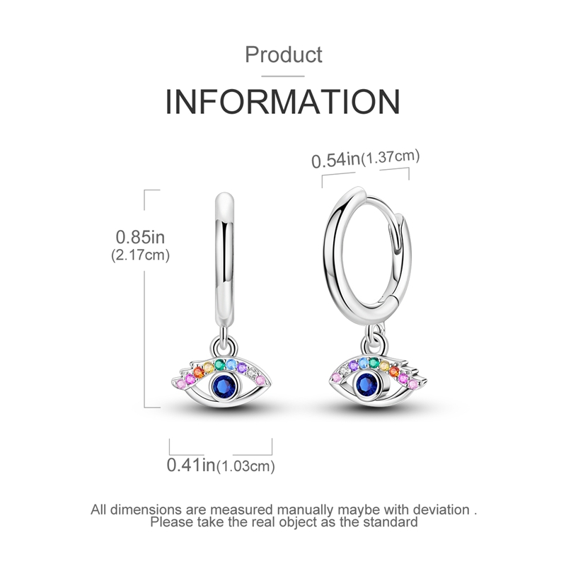 Women's 925 Sterling Silver Evil Eye Hoop Earrings, Elegant