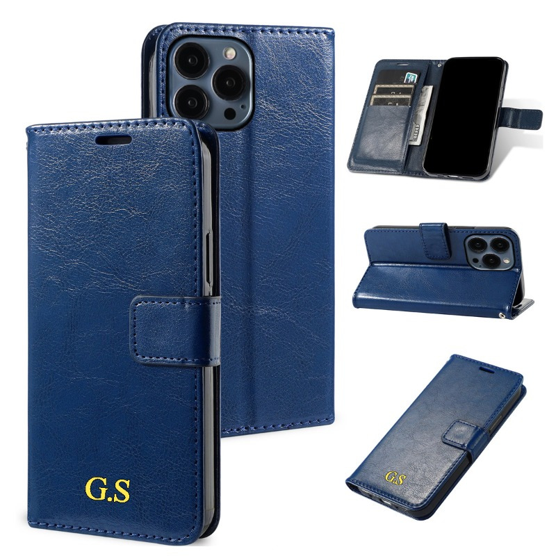 TEMU Phone Case - Personalized Name Luxury Wallet Flip Card Holder Stand Faux Leather Shockproof Case For Iphone 16 15 14 13 12 11 Series, Customized