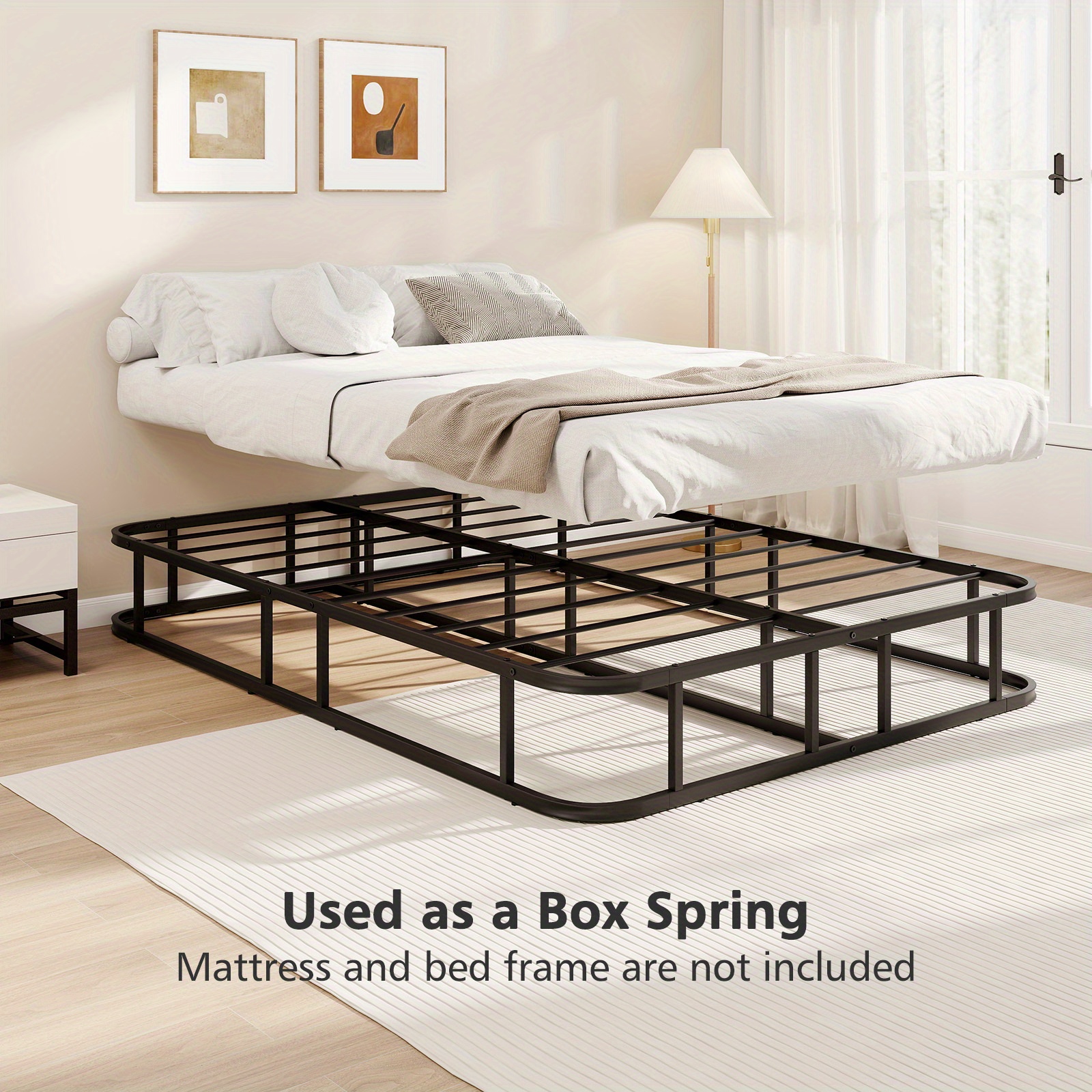   double size bed frame with metal slat support   spring needed