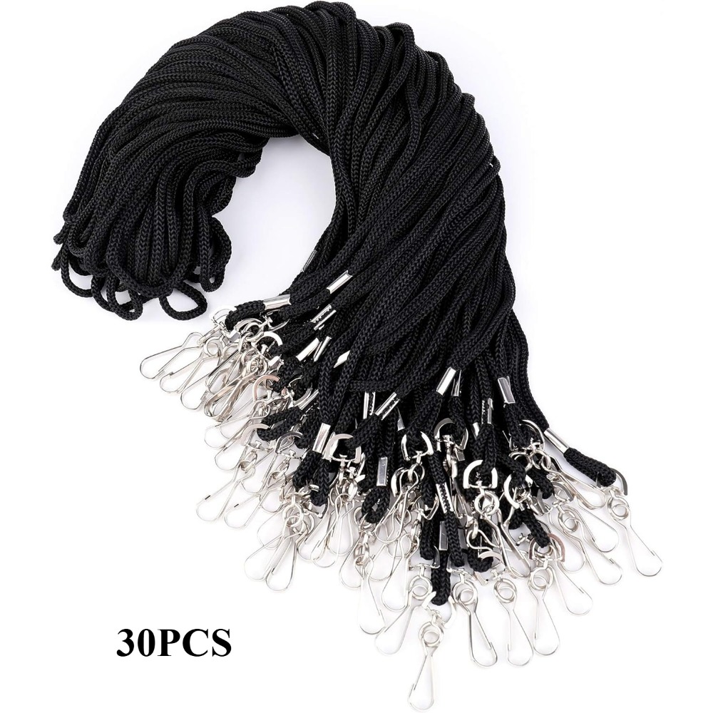 TEMU 2d 30pcs Id Black Lanyards Lanyard 36' With Swivel Hook Lanyards Lanyard For Id Badges Nylon Lanyard Bulk Clip Swivel Hook For Office Id Badges