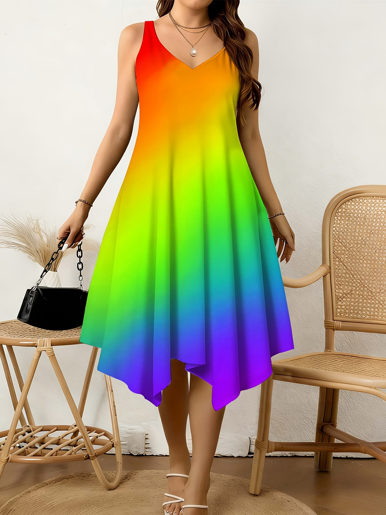 rainbow dress women sold on Temu United States