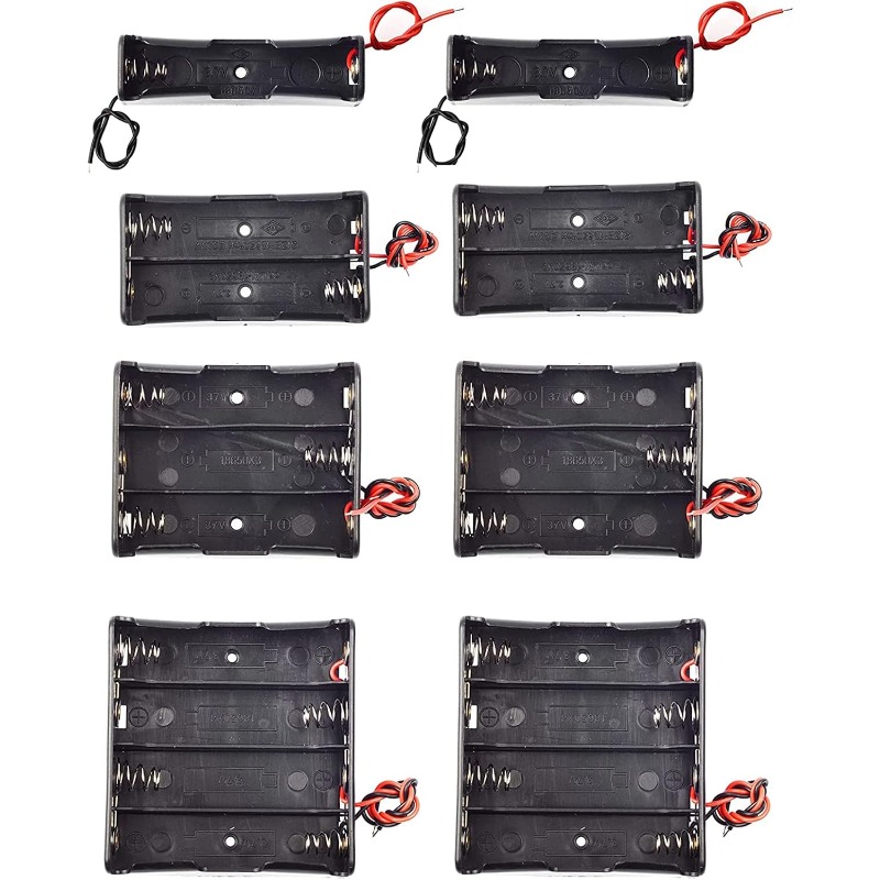 TEMU Scatola di giunzione per batteria 18650 con (1 , 2 , 3 , 4 ), adatta per 3,7V, 7,4V, 11,1V, 14,8V, 2 pz per ciascuna tensione, totale 8 pz