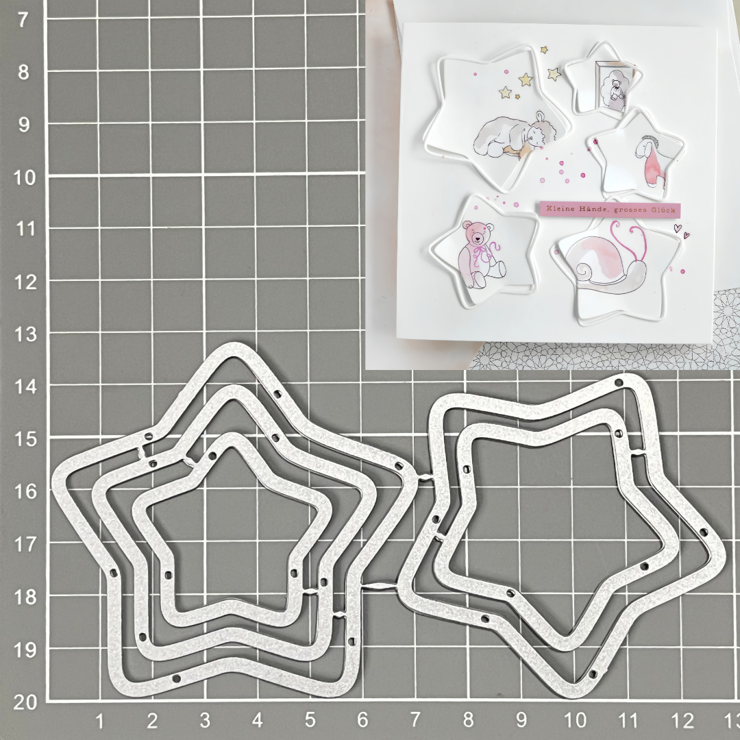 E-shop Neuer 2026 Sternrahmen Metallschneideform, geeignet für Grußkartenherstellung, DIY Scrapbooking, Karten-Vorlagen, Prägung, Basteln Dekorationen