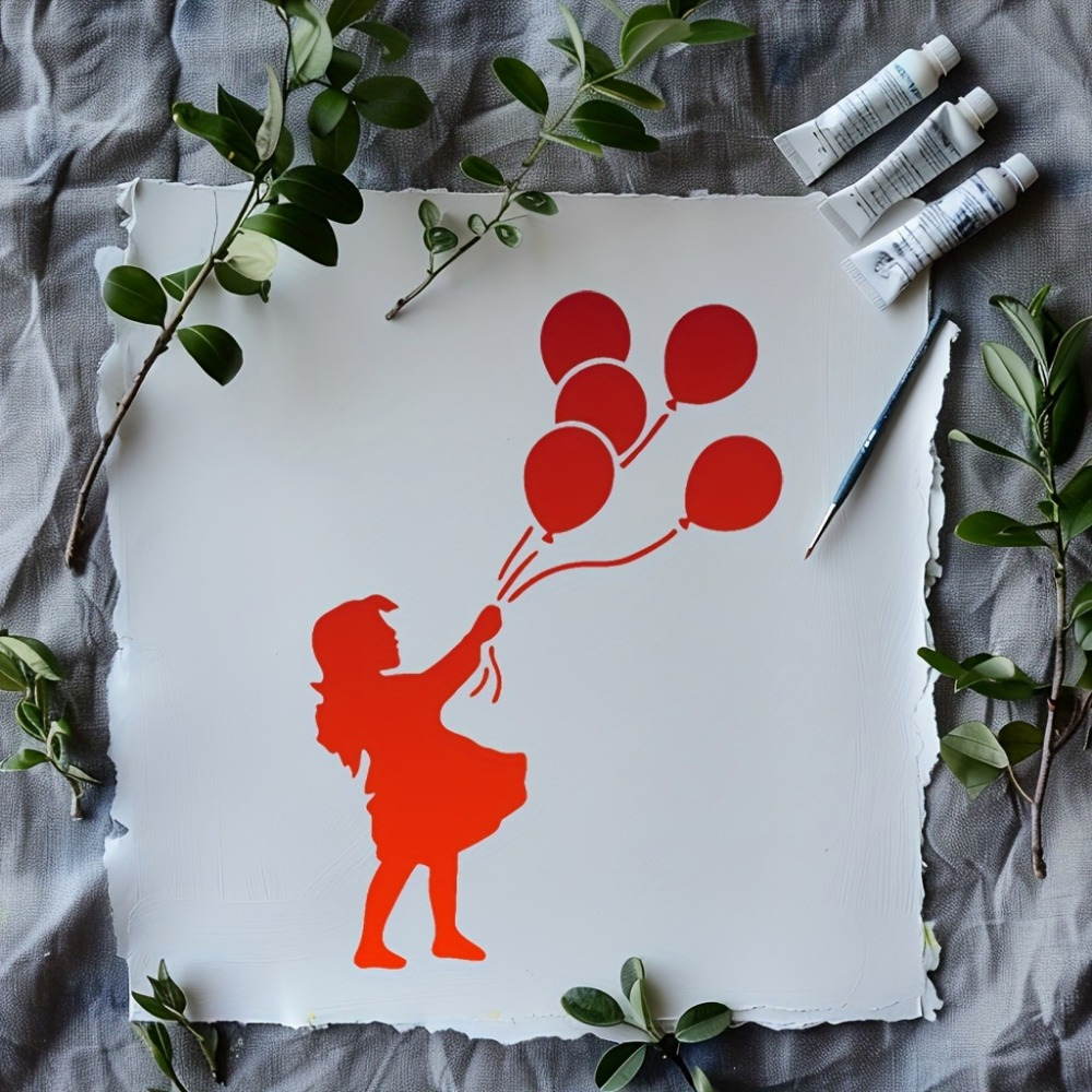 Balloon Girl Themed Painting Template, Washable and Reusable