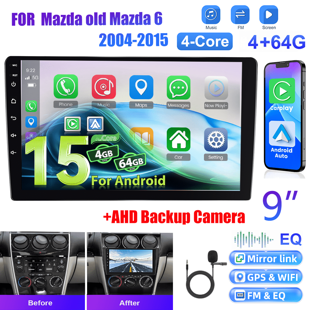 Image of [4+64g] For 15 Car Stereo For Old For 6 2004-2015, 9 Inch 1280p Ips Touch Screen Radio For Auto Car Radio Ai Dsp/ Fm/ Rds/ 32eq Gps Wifi Swc+mic, Ahd Backup Cam