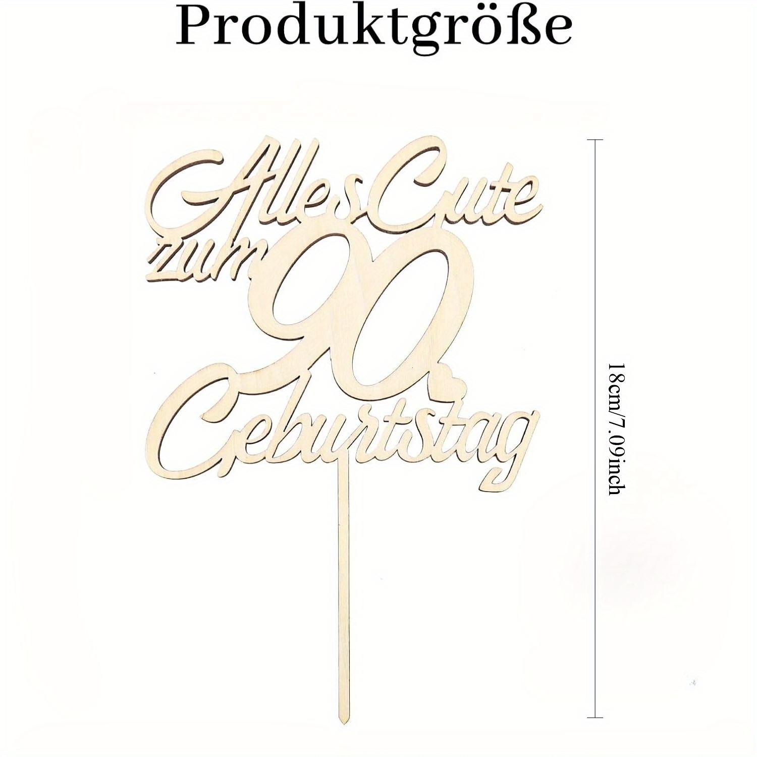 1pc Wood 90th Birthday Cake Topper - Cake Decor Supplies For Men/women - Happy 90th Cake Toppers-german