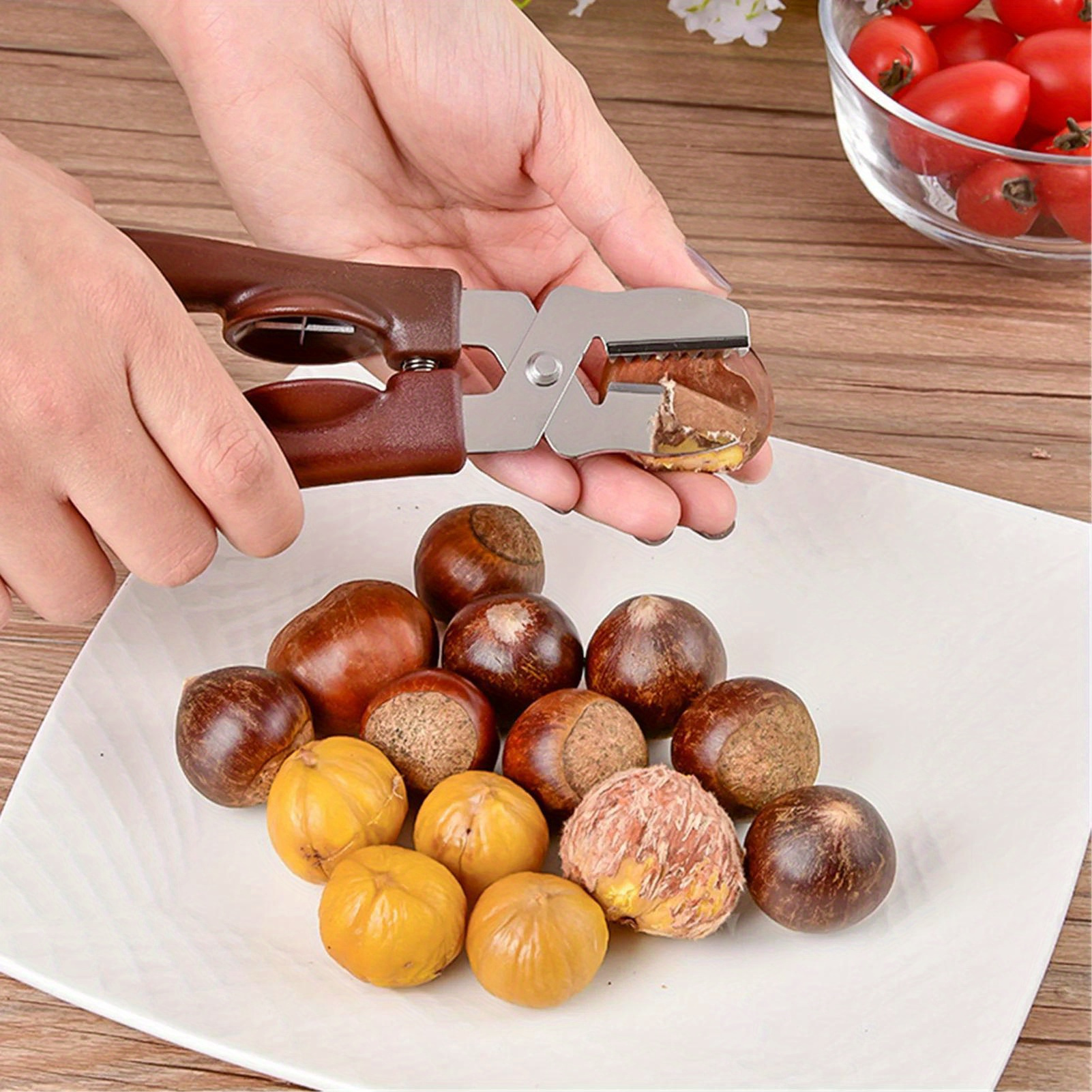 1pc stainless steel chestnut opener ergonomic grip nutcracker tool for kitchen and dining use with   accessory details 0