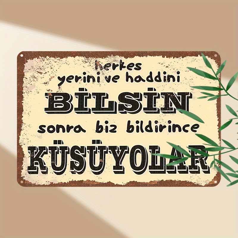 TEMU 2D Flat - Metallplakette Ostermetallplakette mit türkischem Sprichwort - Vintage Türkischer Slogan Wanddekoration mit Blattdetails - Bauernhof,
