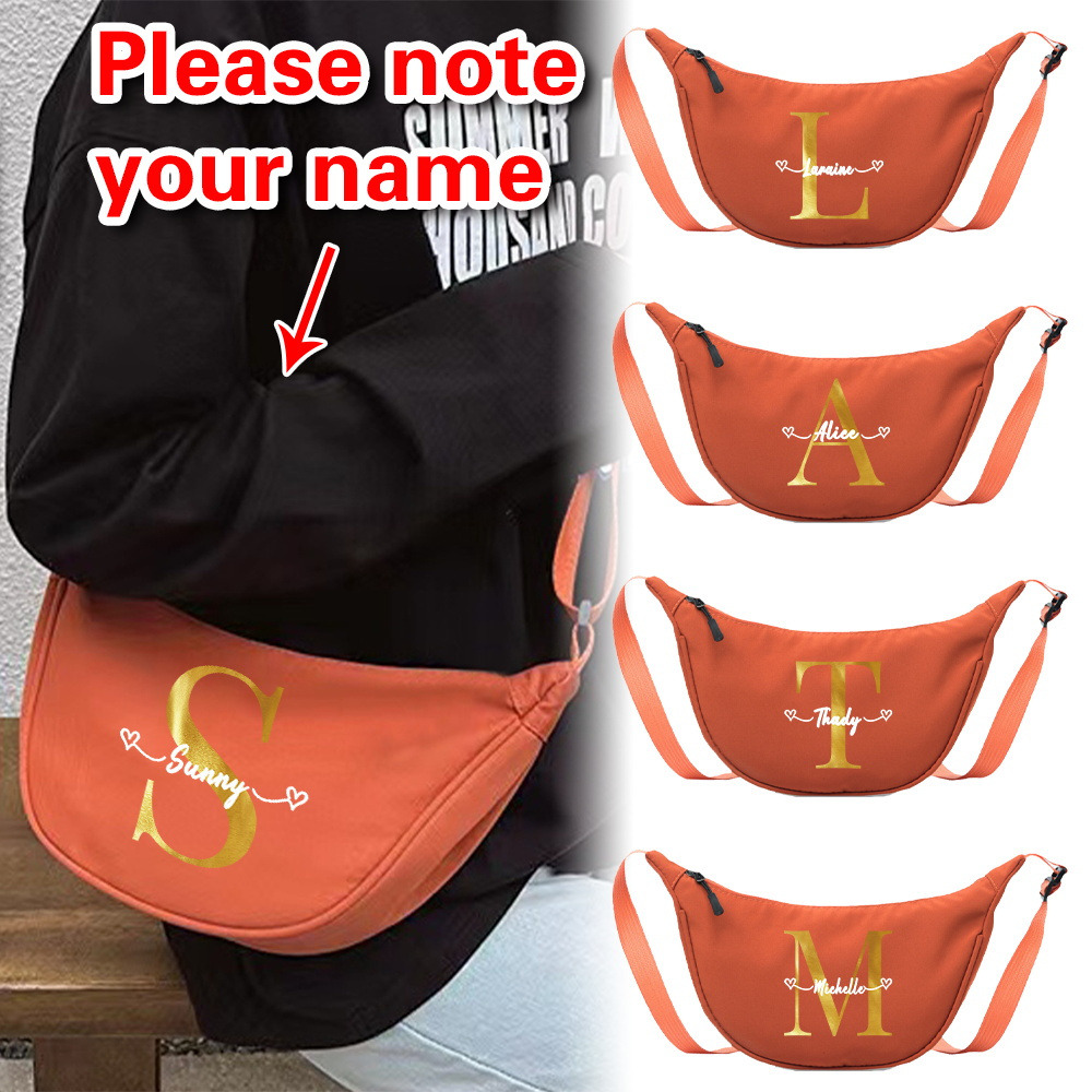 

Personalized Orange Nylon Crossbody Bag For Women, Solid Color, Waterproof Chest Pack With Zipper Closure, Fashion Shoulder Bag For Travel, Cosmetics, Phone, Key Organizer