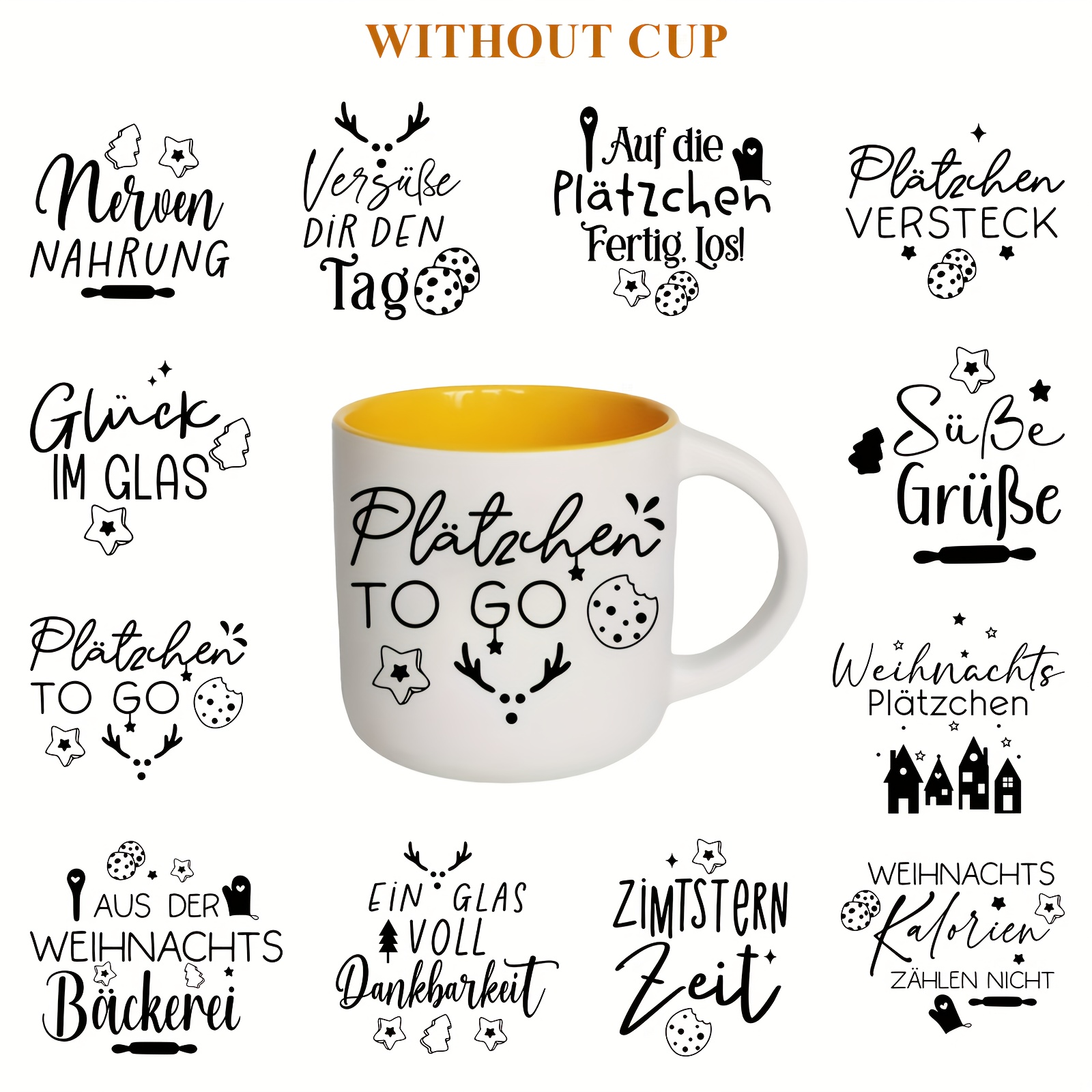 TEMU 1 Set Of 12pcs Uv Dtf Transfer Stickers, Featuring German Christmas Baking Theme, Perfect For Decorating Mugs, Water Bottles, Notebooks, Glass