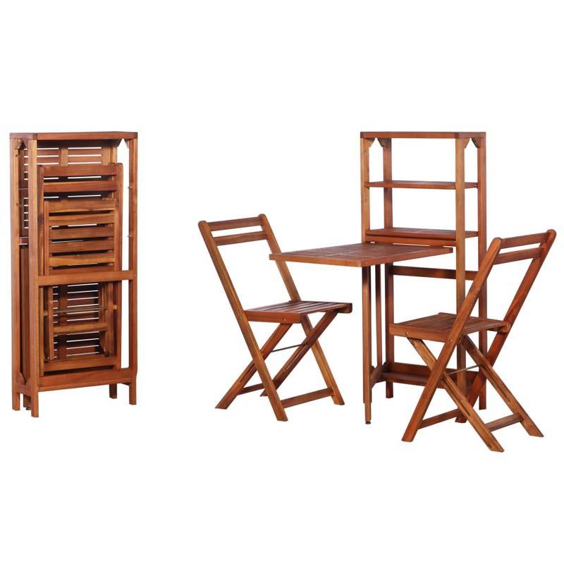 3pcs. Bistro Set Foldable Solid Acacia Wood