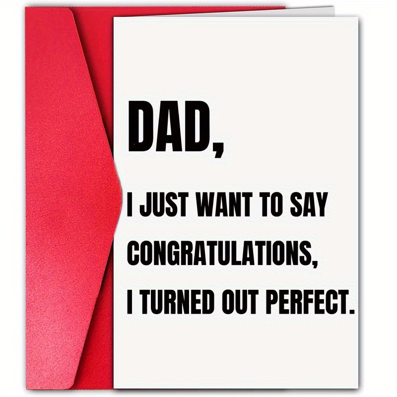 TEMU An Interesting Father's Day Card - A Humorous 'congratulations Dad' Greeting With A Red Envelope, For Men, Dad's Birthday, And Holiday Cards,