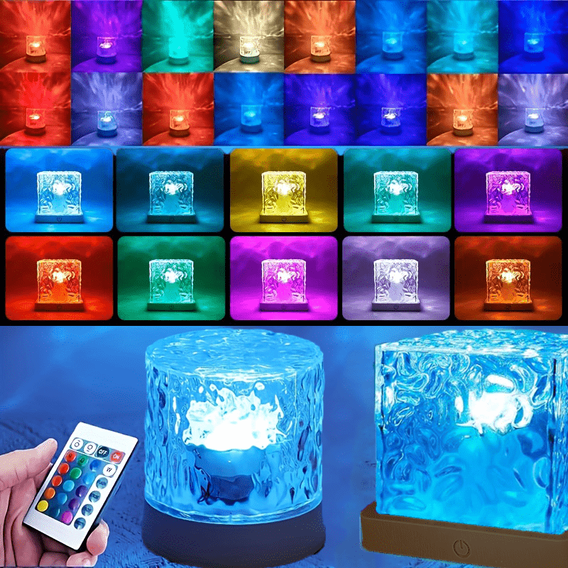 16 color water wave night light remote control usb plug in suitable for night lights projection lights valentines day atmosphere lights desk  