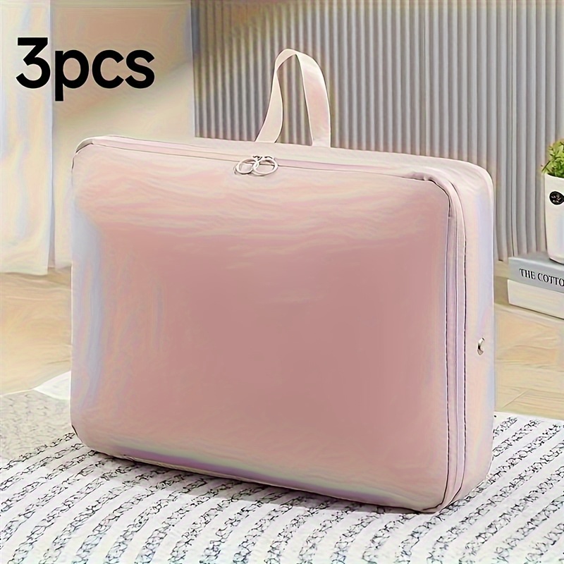 3pcs Compressible Storage Bag, Space Storage Bag, Portable Travel Storage Bag, Large Capacity Storage Cube, Zipper Closure, Luggage Gear, Gifts